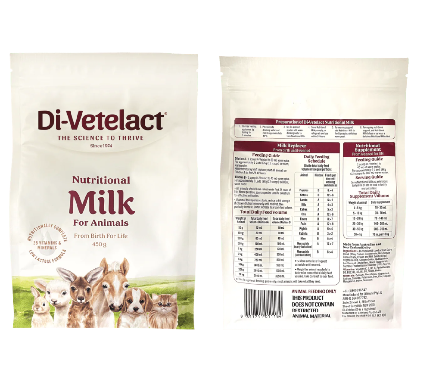 Nutritional Milk For Animals (450g Pouch)